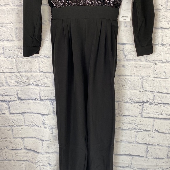 Lini Stella black sequin long sleeve jumpsuit XS - Picture 4 of 9
